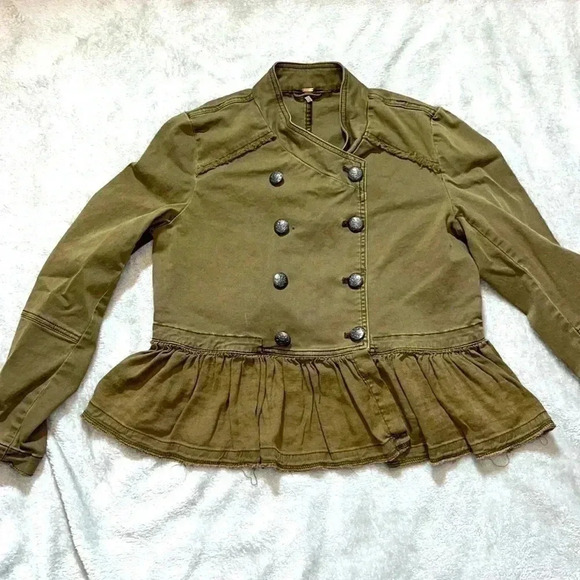 Free People Women's Military Moto Jacket Raw Hem Size Small - Picture 3 of 11